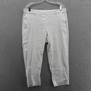 J‎ Jill Linen Stretch Cropped Pants Large Petite White Womens Beach Coastal